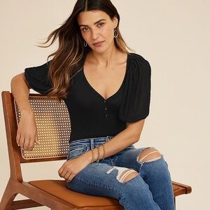 Maurices Black Puff Sleeve Bodysuit
